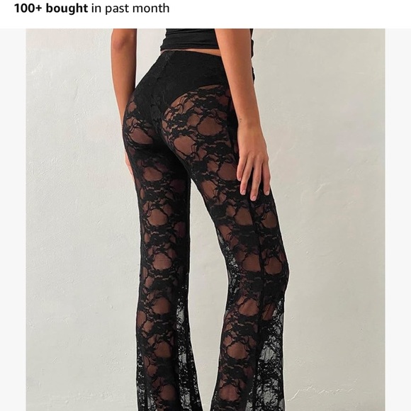 Black Wide Leg Lace Pants - Picture 2 of 4